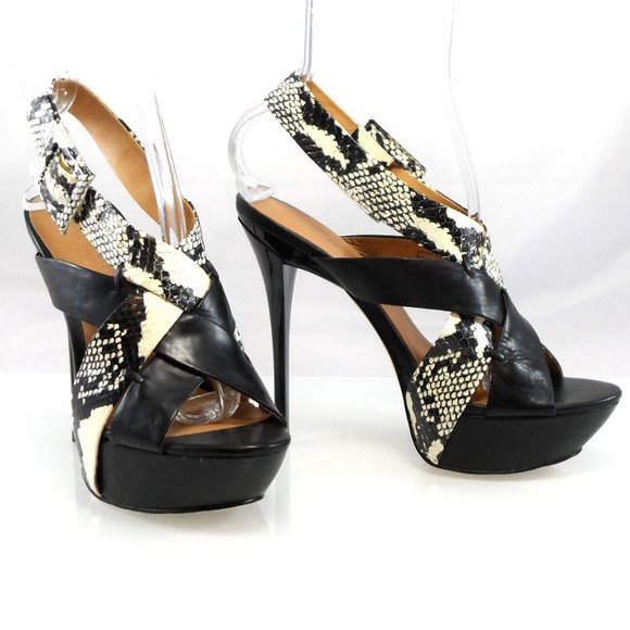 NIB$695 L.A.M.B. Echo Snakeskin Platform Sandals Stiletto Heels Slingback 8.5 - Picture 4 of 14